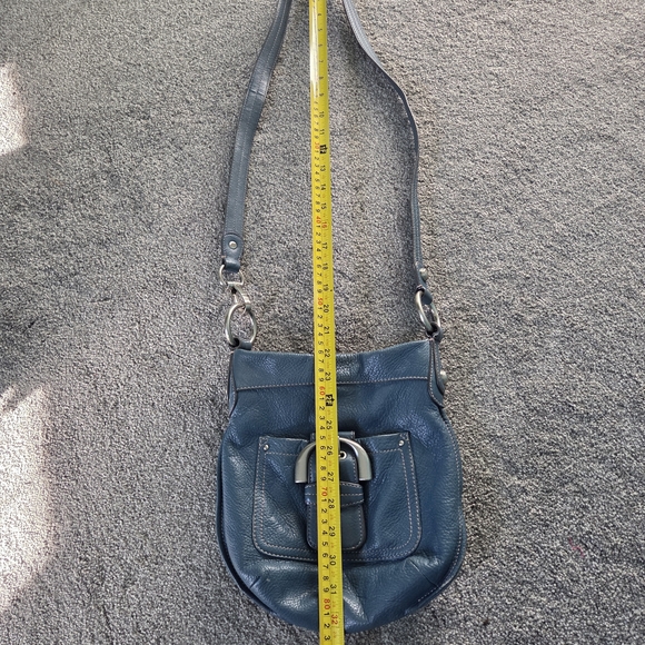 B. Makowsky Blue Leather Crossbody Bag - Picture 2 of 7